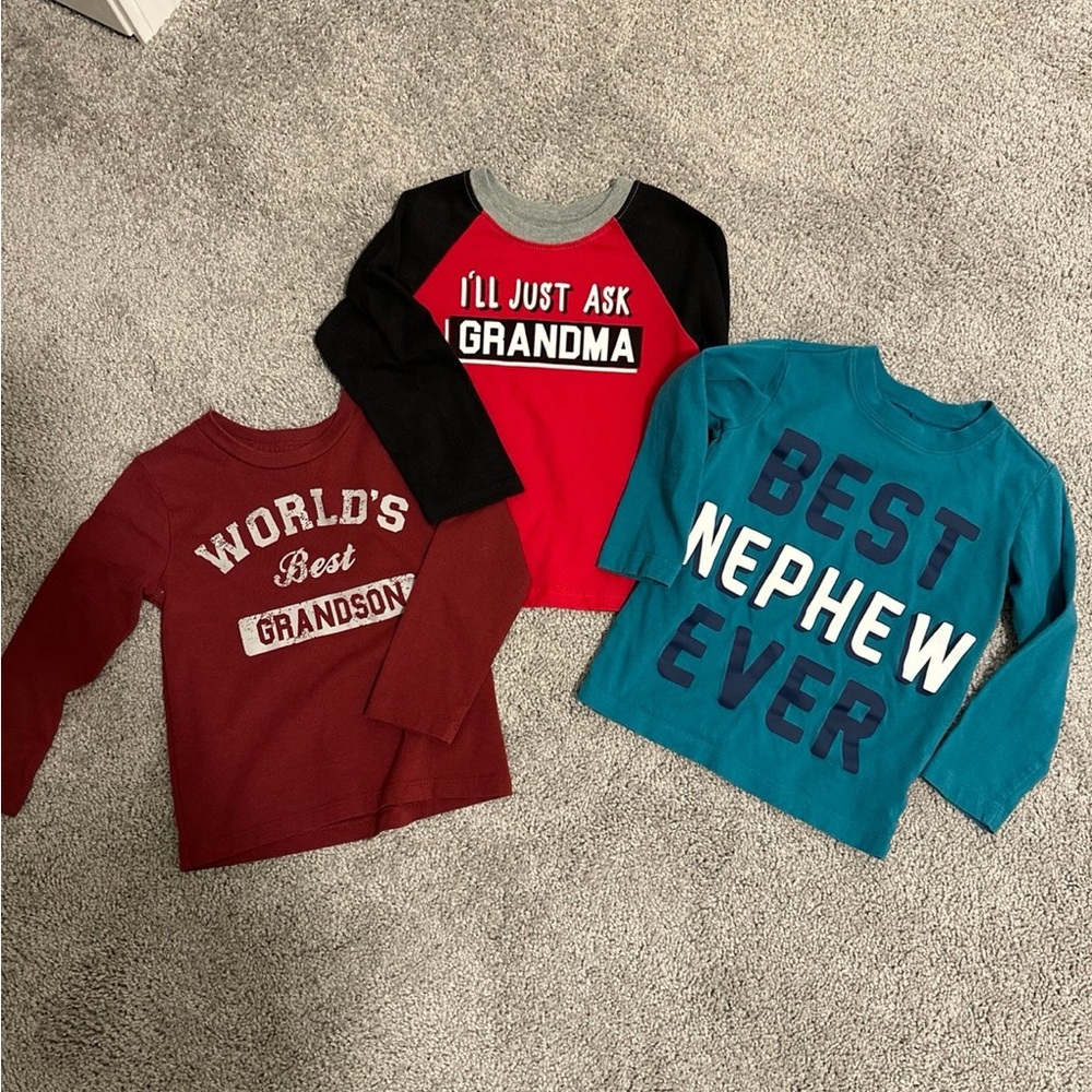 Toddler boy graphic long sleeve shirts bundle